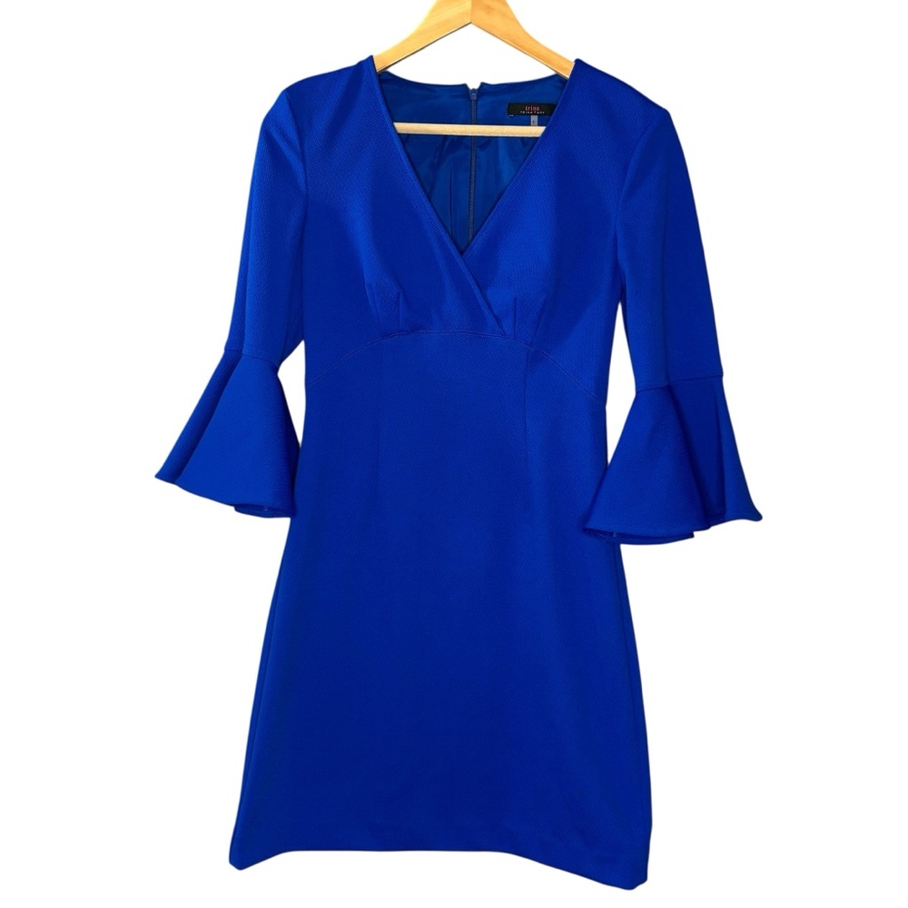 Trina Turk dress Versed blue surplice flutter sleeve a-line size 2